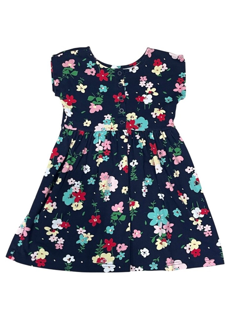 Hanna Andersson Navy Floral Play Dress Girl's Size 130cm (US 8) Knit 100% Cotton